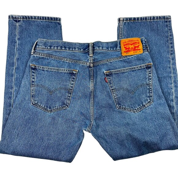 Levis 505 Regular Fit Blue Denim Mens Jeans Size 36x30 - Picture 7 of 13